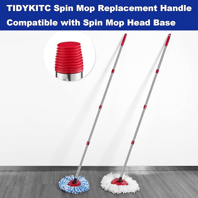 Spin Mop Replacement Handle Compatible with O Cedar Mop Replace Head Base, 4-Section 2.5-to-5 Foot Mop Stick, Germany Screw (Mop Base&Refill not Included)