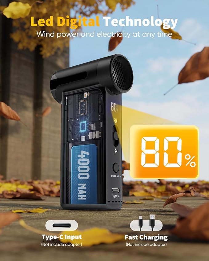 NEVERLAND Reusable Air Blower - 240000RPM High-Speed Cordless Compressed Air Duster, 8-Speed Adjustable, Rechargeable Battery-Powered Dust Blower for Computer, Keyboard, Electronics, Car, Pet Hair