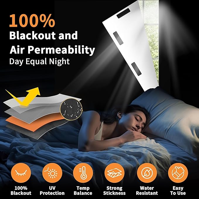100% Portable Blackout Curtains, Portable DIY Blinds, No Drill Travel Blackout Blinds Sunblock Window Cover Black Out Curtains, for Baby Nursery, Travel, Dorm Room (118" x 57")
