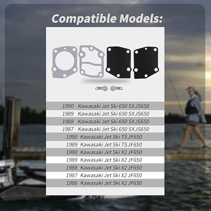 Fuel Pump Rebuild Kit Compatible with 1987-1990 KawasakiJet Ski 650 SX JS650;1989-1990 KawasakiJet Ski TSJF650; 1986-1990 KawasakiJet Ski X2JF650(For the external fuel pump kit only)
