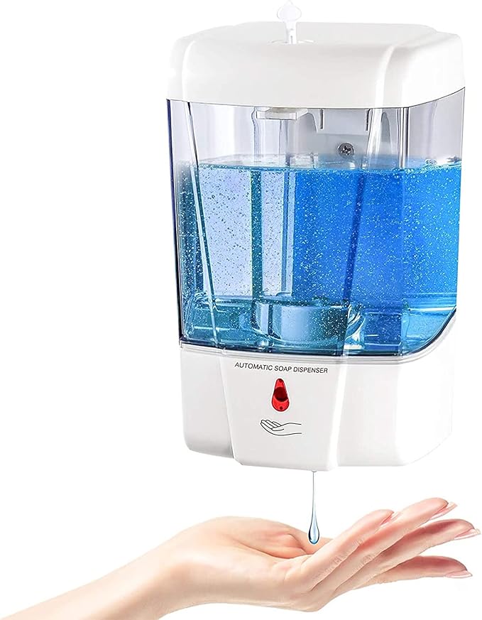 interhasa! Soap Dispenser, Touchless Hand Sanitizer Dispenser Wall Mount Automatic Kitchen Soap Dispenser for Commercial Home, Office, 600ml/20oz