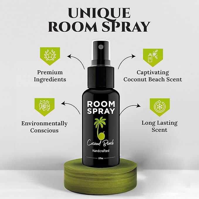 605Products Room & Air Freshener Spray - Long Lasting Odor Eliminator with Essential Oils, Home Fragrance Supplies - Coconut Beach (3-Pack)