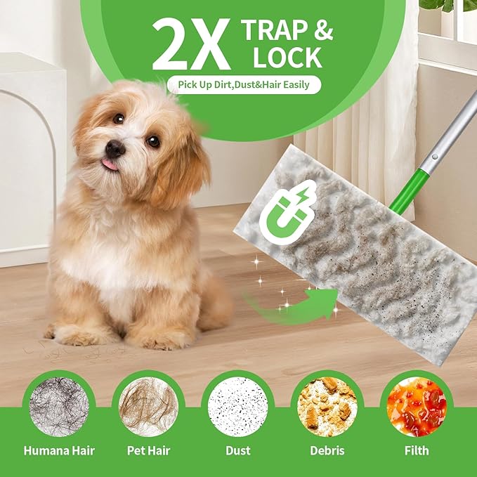 32 Count Pet Heavy Duty Dusters Refills Compatible with Swiffer Sweeper Mop, Dry Sweeping Cloths for Floor Mopping and Cleaning, Unscented