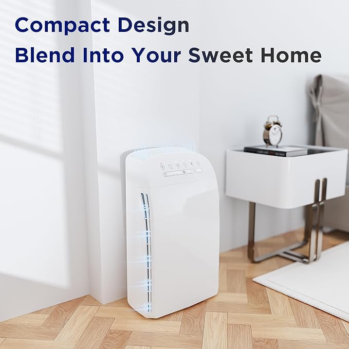 Membrane Solutions MSA3 Air Purifier for Home, Room Up to 1590 sq ft. H13 True HEPA Filter Air Purifier for Bedroom 22db, 100% Ozone Free Air Cleaner for Smoke, Pet Odor Remove 99.97% Allergens, Dust
