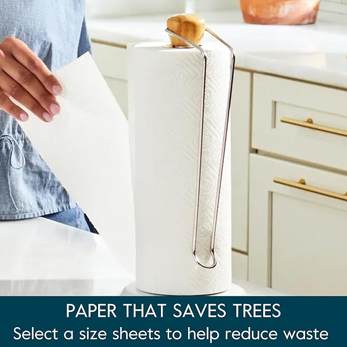 Grove Co. Bamboo Paper Towels, Tree Free & Sustainable Kitchen Paper Towels, Strong & Absorbent with Custom Select Sheets for Less Waste, Zero Plastic Waste. 140 x 2-ply Sheets per Roll, 6 Pack Rolls