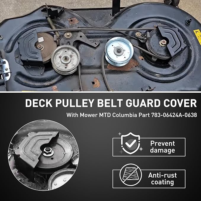 2 Pack Deck Spindle Pulley Belt Guard Cover Compatible with MTD Craftsman Troy Bilt Lawn Mowers, Fits 42 and 46 Inch Cut Decks, Replaces 783-06424A-0637 0638 OEM 783-06424A (Black)