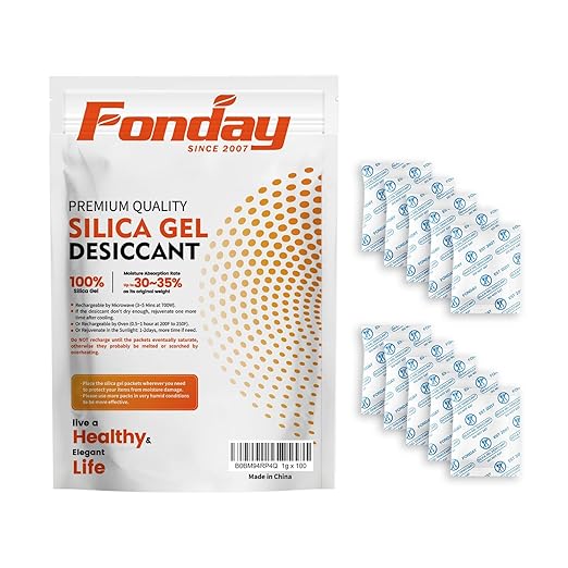 1 Gram 100 Packets Fonday Food Grade Silica Gel Desiccants Packs Moisture Absorbers Dehumidifier
