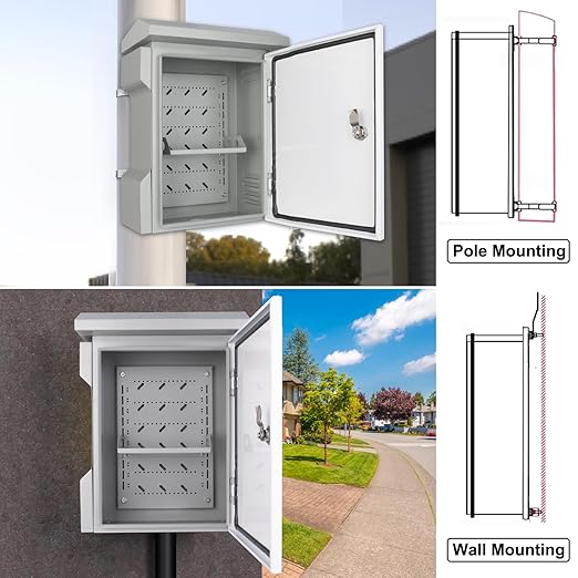 Electrical Junction Box 15.7"x11"x5.9" ABS Waterproof Enclosure Plastic Weatherproof Project Box with Internal Mounting Panel Hinged Cover (Grey Steel, 26.2"x17.7"x9")