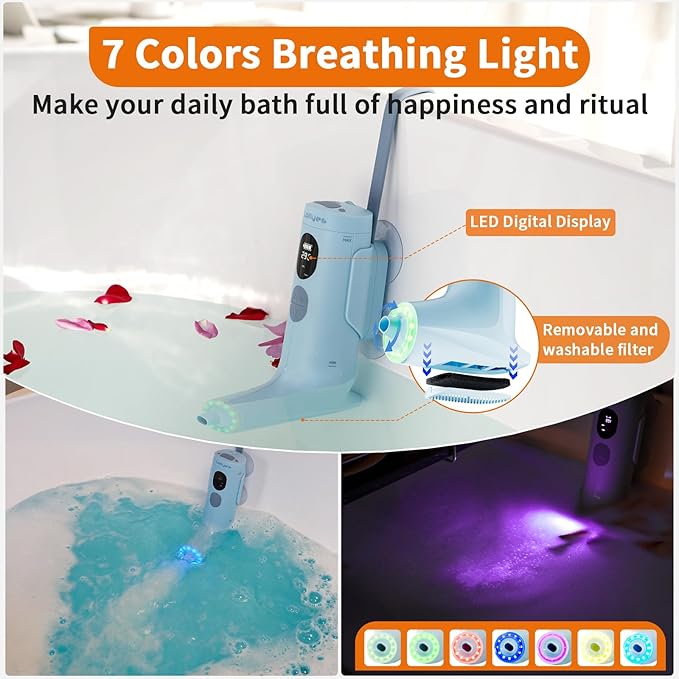 Bath Jets for Tub, Bath Bubble Machine, 3-Level Adjustable Bubble Bath for Women, Jet/Bubble Mode,Christmas Gifts for Women, Relaxing Home Daily Use (Blue)