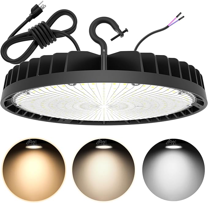 UFO LED High Bay Light 240W/190W/140W Adjustable Low Bay LED Shop Lights 4500K/5000K/5700K Adjustable, ETL DLC Listed Dimmable Warehouse Lighting Fixture AC100-277V