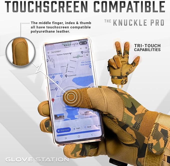 Glove Station Tactical Gloves for Men – Touchscreen Utility Gear with Hard Knuckle Protection Used in Motorcycle, Airsoft, Combat, Police, Shooting & Outdoor Work