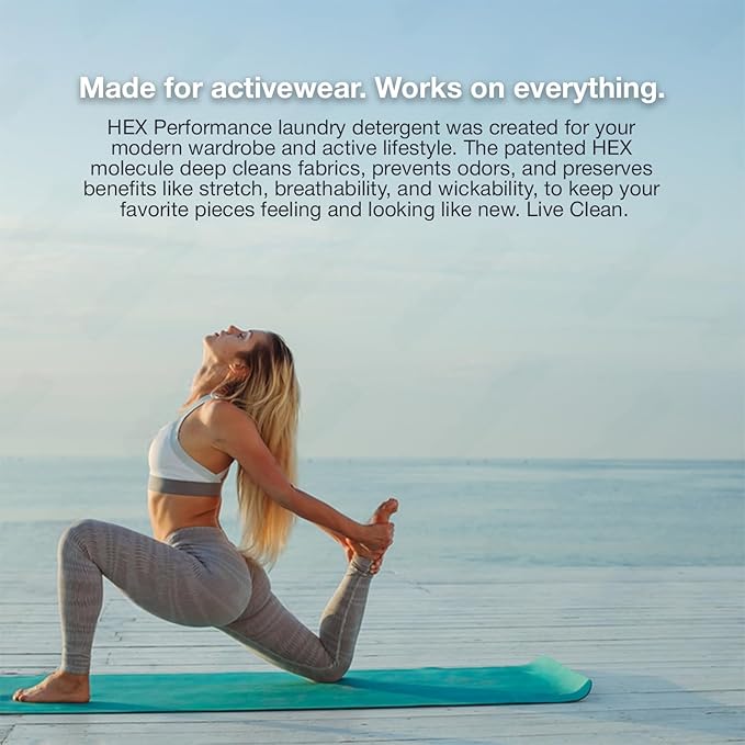 HEX Performance Laundry Detergent, Fresh & Clean, 100 Loads (Pack of 2) - Designed for Activewear, Eco-Friendly, Concentrated Formula