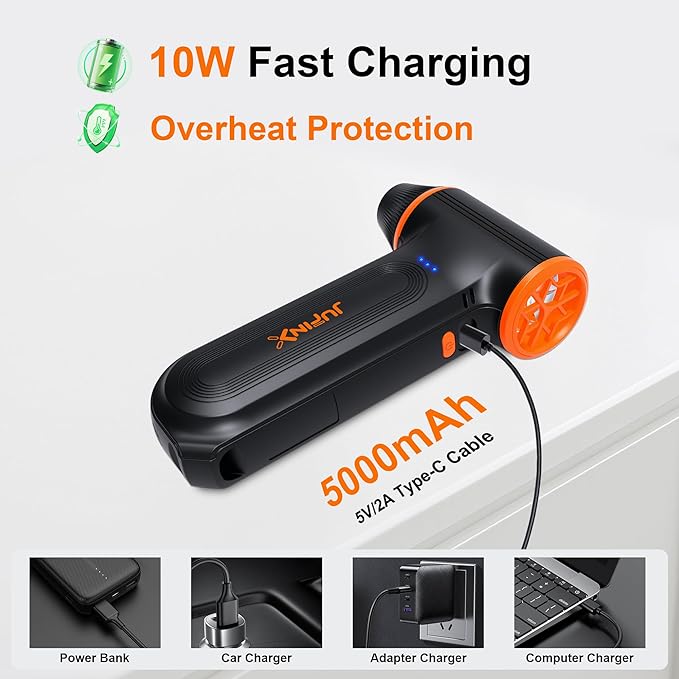 X117 Compressed Air Duster-150000RPM Super Power Electric Air Duster, 3-Gear Adjustable Mini Blower with Fast Charging, Dust Blower for Computer, Keyboard, House, Outdoor and Car