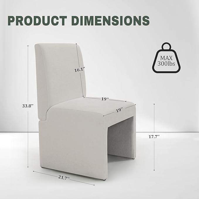 Upholstered Dining Chairs Set of 2 Modern Kitchen & Dining Room Chairs Linen Fabric Dining Chairs with Wooden Frame, White