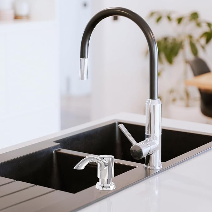 SAMODRA Built-in Kitchen Sink Soap Dispenser (Chrome) with 39" Extended Tube Kit, Upgraded Leak-Proof Design, No More Messy Refill