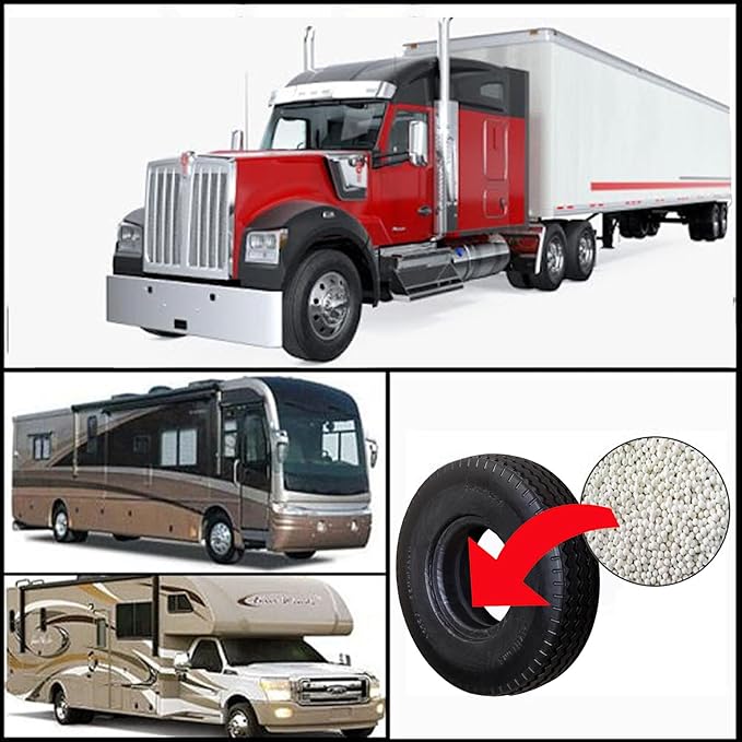 Tire Balancing Beads 16oz Bags, Case of (12) 16oz Centrifugal Force Balance Bead Bags for Semi Truck, Off-Road Vehicle, Trailer Tire/Wheels, (12) Valve Caps and Cores ( Bulk 192oz Total )