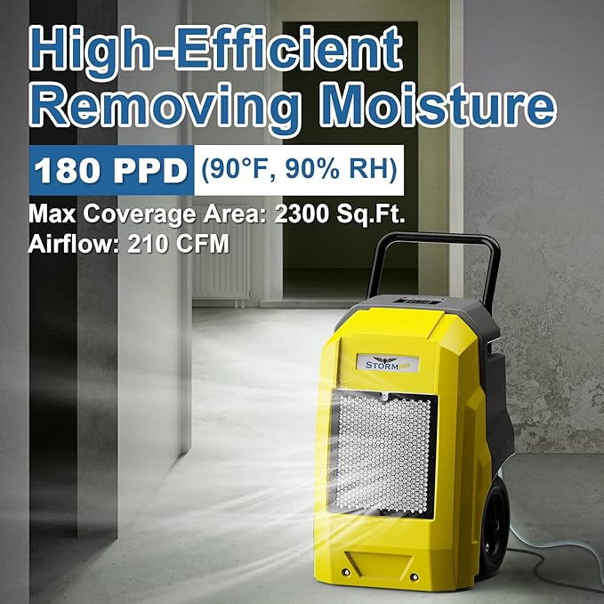 AlorAir 180 Pints Commercial Dehumidifier with Pump Drain Hose, Smart Wi-Fi Dehumidifier for Large Basement, Industrial or Commercial Space, Smart Wi-Fi, 5 Years Limited Warranty