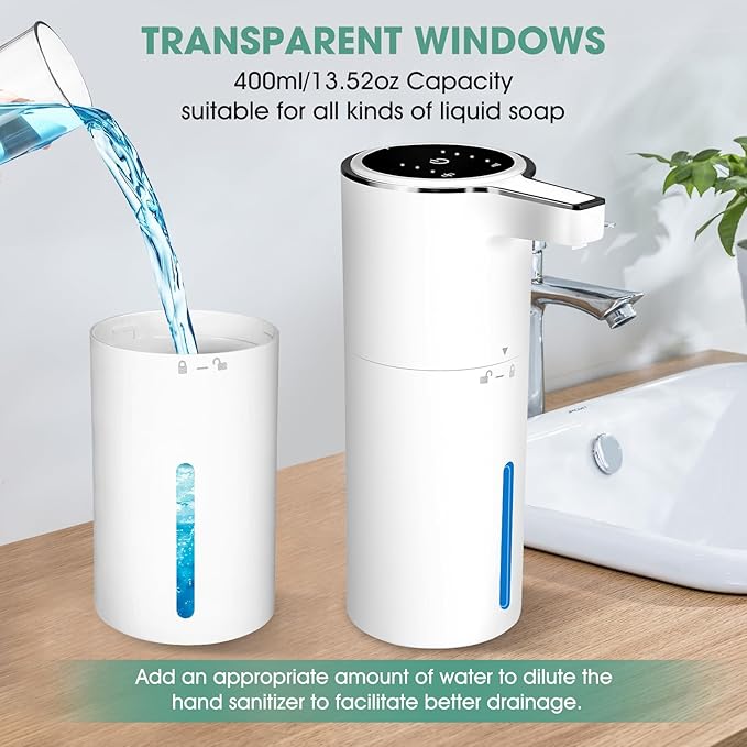 Touchless Automatic Liquid Soap Dispenser,2 Pack 13.5oz Smart Sensor Hand Wash Dispenser, USB Rechargeable & Adjustable for Bathroom Kitchen Sink, White