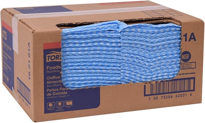 Tork Foodservice Cleaning Towel Blue/White Self Dispensing, 1/4 Folded, 1 x 240 Cloths, 192181A