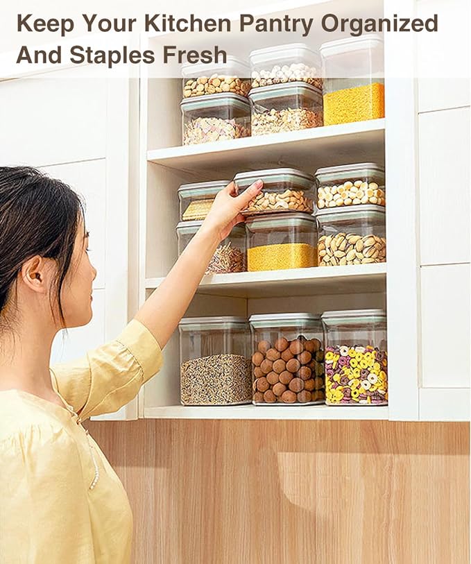 8 Pcs Pop Food Storage Containers Airtight Food Storage Containers Set with Lids Kitchen Pantry Organization and Storage, 3.4Qt, 2.8Qt, 2.1Qt, 1.2Qt