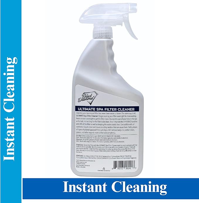 Black Diamond Stoneworks Ultimate Spa Filter Cleaner Fast-Acting Spray. Instant Clean for Hot Tub & Pool Filters Leaving Behind no Sticky Residue. Prolongs Filter Life and Pool Equipment. No Soaking