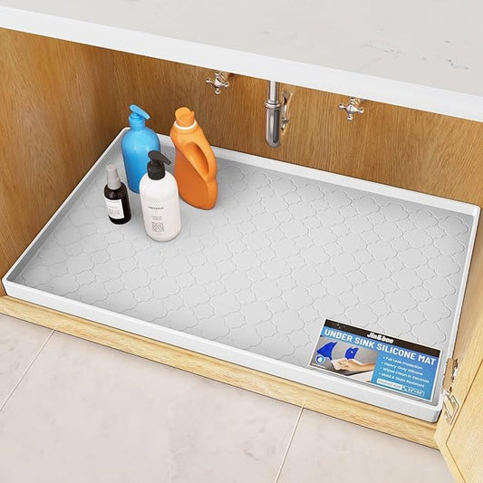 Jin&Bao Waterproof Under Sink Mat 34x19 for Kitchen and Bathroom, Thicken Cabinet Protector and Kitchen Shelf Liner, Organizer and Storage, Multipurpose Mat for Pets, Coffee Area, and Shoe Entryway
