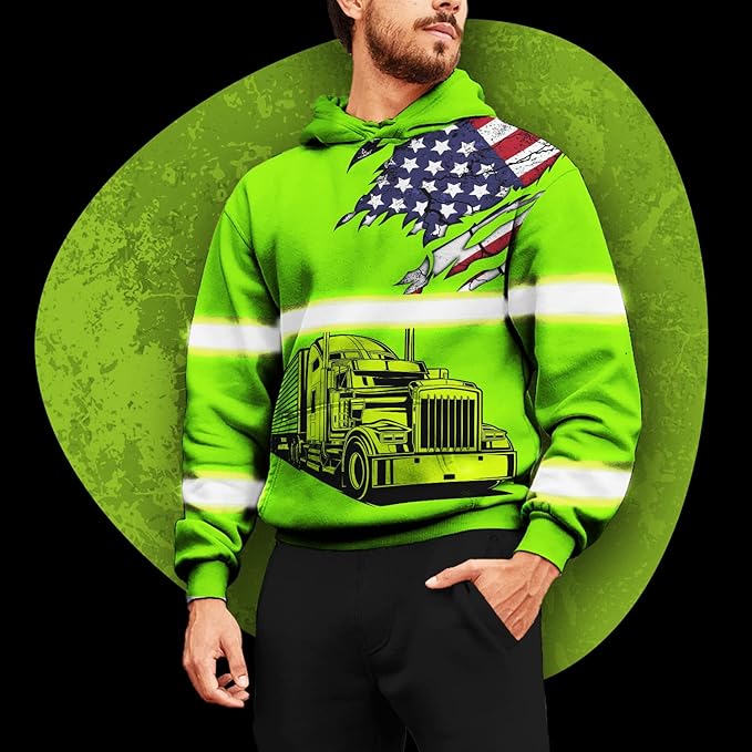 Matedecor High Visibility Hi Vis Hoodie for Men - Jobs Collection Custom Name Class 3 Reflective Safety Workwear