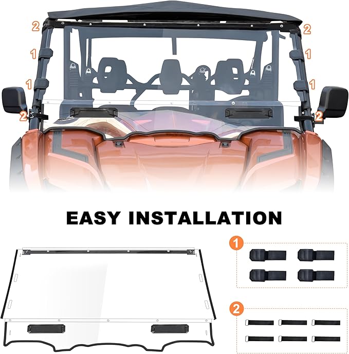 SAUTVS Full Windshield for Yamaha Viking VI, Clear Dustproof Durable Hard Coat Poly Vented Front Windshield for Yamaha Viking 2014-2025 Accessories