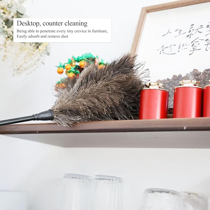 Ostrich Feather Duster 15Inch Natural Fluffy Handheld Feather Dusters for Cleaning Keyboard Home Car Office (8PCS)