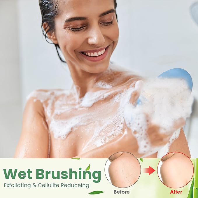 Gejoy 10 Pcs Dry Brushing Body Brush Exfoliating Brush with Massage Nodule Dry Skin Body Scrubber for Shower Bath Back Circulation Improvement Dead Skin Exfoliator (4.92 x 2.56 Inches,Sky Blue)