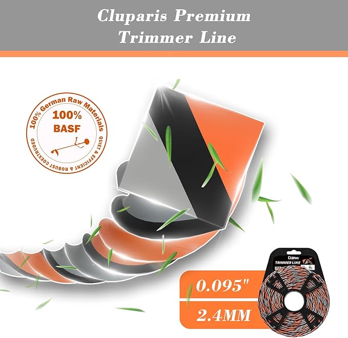 Cluparis 381-Feet Super Heavy Duty Trimmer Line .095-Inch-by-1-Pound Twist Pro Trimmer Line Bulk 3-Component Tri-Extrusion Weed Eater String with Super Line Cutter