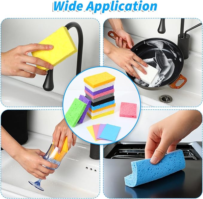 20 Pack Cleaning Sponge Kitchen Dish Sponges Non-Scratch Compressed Sponges Colorful Wash Scrub Sponge for Household Dishes Bathroom Cars Dining Dishwashing Cookware