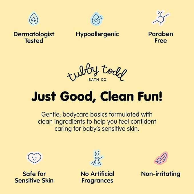 TUBBY TODD Baby Body Wash and Lotion Set - Gentle, Hypoallergenic Skincare for Newborns & Toddlers - 25oz, Lavender Rosemary