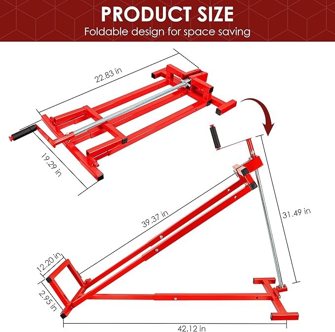Lawn Mower Lift Jack, Riding Mower Lift for Lawn Mowers and Garden Tractors, Lawn Mower Load Capacity 880 Lbs, Wheel Width Limit 38in, Red