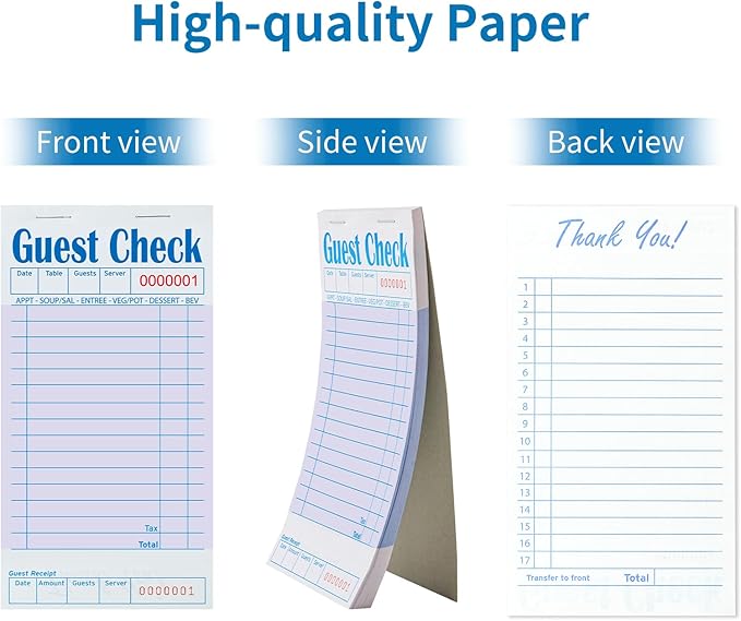 6 Pack Purple Guest Checks Books for Servers Server Note Pads, Waiter Checkbook, Waitress Notepad for Restaurants, Paper Checks 50 Sheets/Pack, 300 Total Tickets