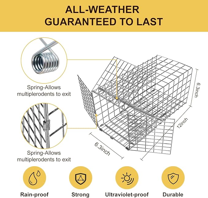 Animal Excluder Cage - 6.3x6.3 Heavy Duty Copper Mesh for Squirrels, Raccoons & Bats | One-Way Humane Pest Control | Attic/Chimney Install Kit Included
