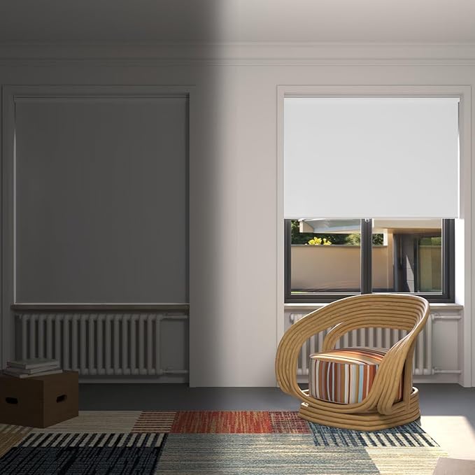 MYshade Blackout Cordless Roller Shades, Room Darkening Free-Stop Roll Up Blinds for Windows, Pull Down Blocking Blind for Home and Office, Easy to Install, 23" X 72", White