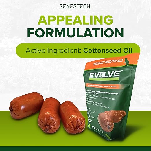 Evolve Rat Birth Control Soft Bait Sausages – 1.5 lbs | Scientifically Proven Rat Population Control | Not a Poison, Eco-Conscious, Long-Term Population Management