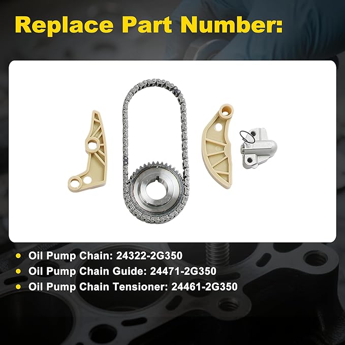 G4KJ Engine Rebuild Kit Timing Chain Kit with VVT Gear Piston Kit Fit for Kia Optima Sorento Sportage 2.4L 2011-2018 Fit for Hyundai Sonata Santa fe Tucson 2.4L 2011-2020 24350-2G750 243212G111
