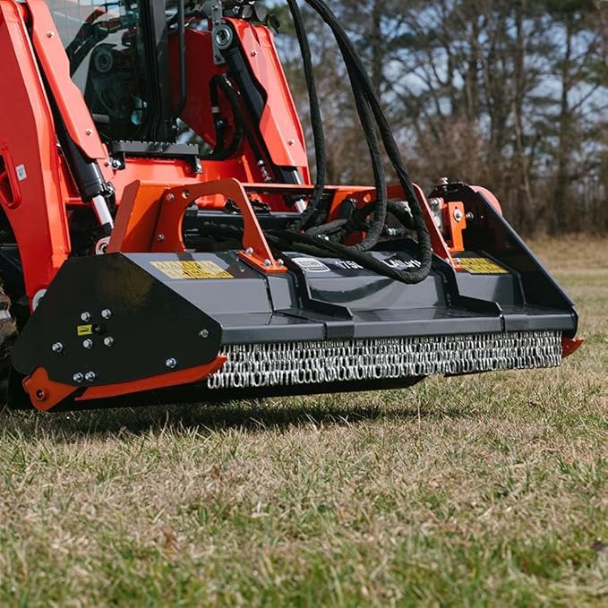 Titan Attachments 68" Hydraulic Flail Mower Attachment, Heavy Duty Blades for Tough Brush and Tall Grass, Adjustable Roller Bar, Quick Tach, Fits Almost All Skid Steers, Loaders & Tractors