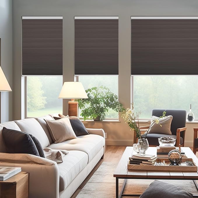 Changshade Cordless Cellular Shades, Blackout Honeycomb Shades for Windows, Pull Down Pleated Blinds, Easy to Install for Indoor Windows and French Doors,44" W x 72" H, Taupe