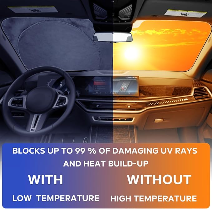 for 2024 Explorer Windshield Sun Shade Folding Sunshade for 2020-2023 Ford Explorer SUV Windshield Cover Custom-fit 240T Sun Protection Front Shield Automotive Car Interior Accessories