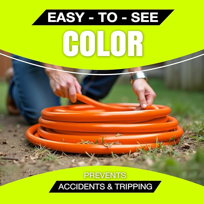 50ft Outdoor/Indoor Extension Cord 16/3 Gauge Heavy Duty 3 Prong SJTW, Waterproof, Flexible Cold-Resistant Long Power Cord,13A 125V 1625W, Orange by LifeSupplyUSA