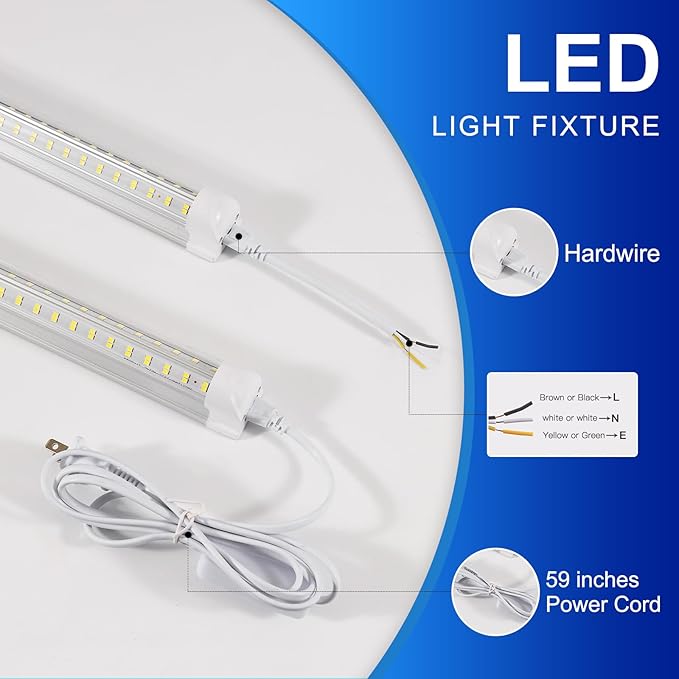 Led Shop Lights,4FT LED Light 50W 6000K 7000LM Led Daylight,Garage Light,Linkable Clear Cover Integrated V-Shape for Garage Warehouse Workbench Workshop(6-Pack)