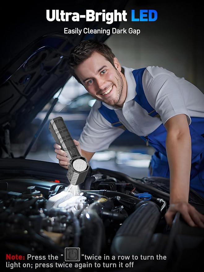 Compressed Air Duster 130000RPM Electric Duster with LED Light, 100 Gear Adjustable Rechargeable Cordless Air Blower Cleaning Tool for Keyboard,Electronic Devices,Car, Christmas Gifts for Men (Grey)