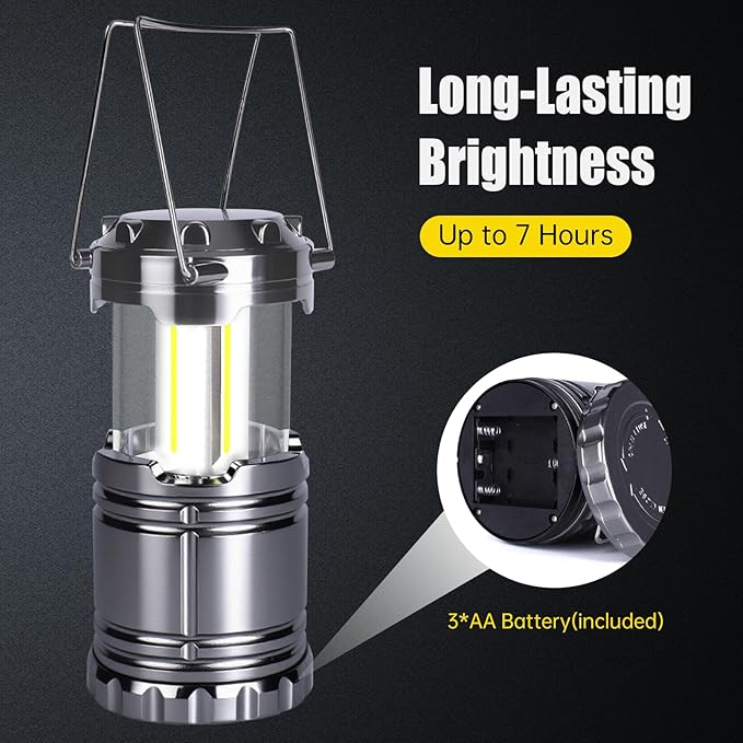 KUNHE LED 4 Pack Camping Lantern Battery-Operated (Includes 12 AA Alkaline Batteries) 350 lumens IPX4 Waterproof Lanterns for Power Outages Emergency Hurricane Storm Outdoor Camping