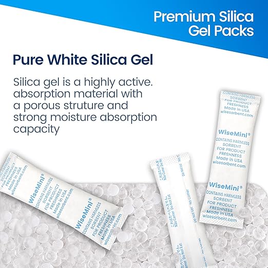 100pcs 5 Gram Food Safe Desiccant Packs, Premium Silica Gel Packets, Desiccant Moisture Absorbers for Storage