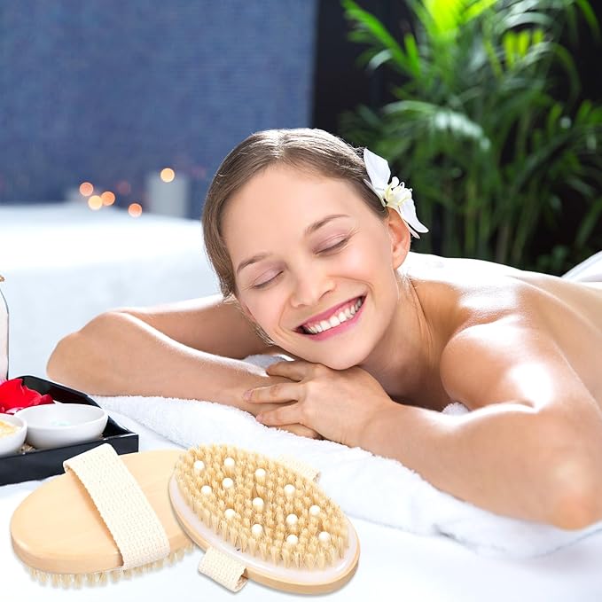 10 Pcs Dry Brushes for Body Dry Brushing, Exfoliating Bath Brushes Massage Body Scrub Brush for Skin Renewal, Cellulite Reduction, Lymphatic Drainage, Blood Circulation Improvement