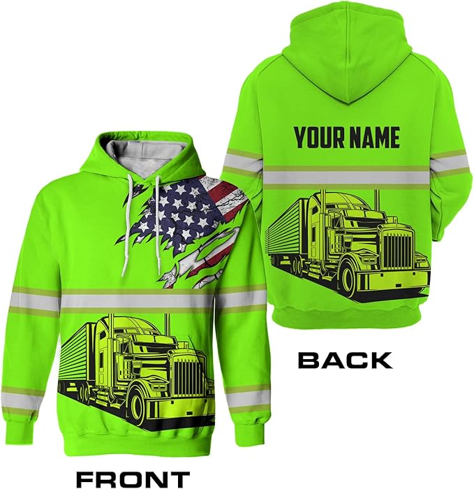 Matedecor High Visibility Hi Vis Hoodie for Men - Jobs Collection Custom Name Class 3 Reflective Safety Workwear