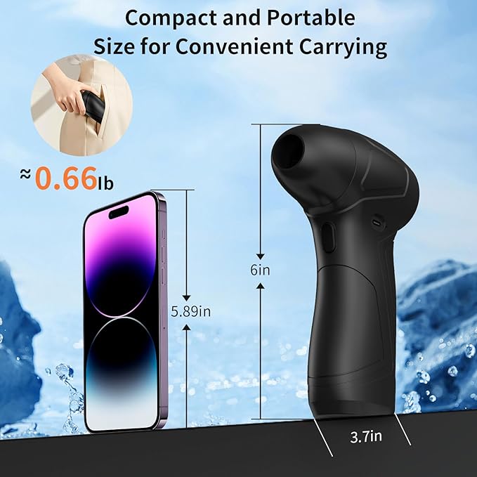 Rechargeable Compressed Air Duster for PC Computer, Cordless Mini Air Blower Portable, Super Powerful Dust Blower Speed Adjustable, Air Duster for Home, Outdoor, Leaf, Keyboard, Car Cleaning